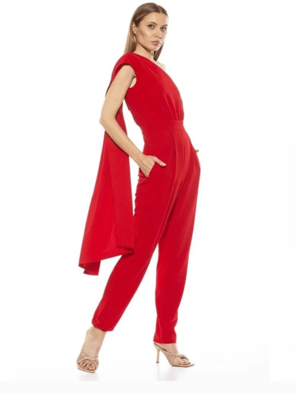 NWT Alexia Admore Red Cape Jumpsuit